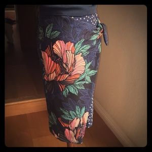 Maeve polka dot/floral faux-wrap skirt NWT size 8
